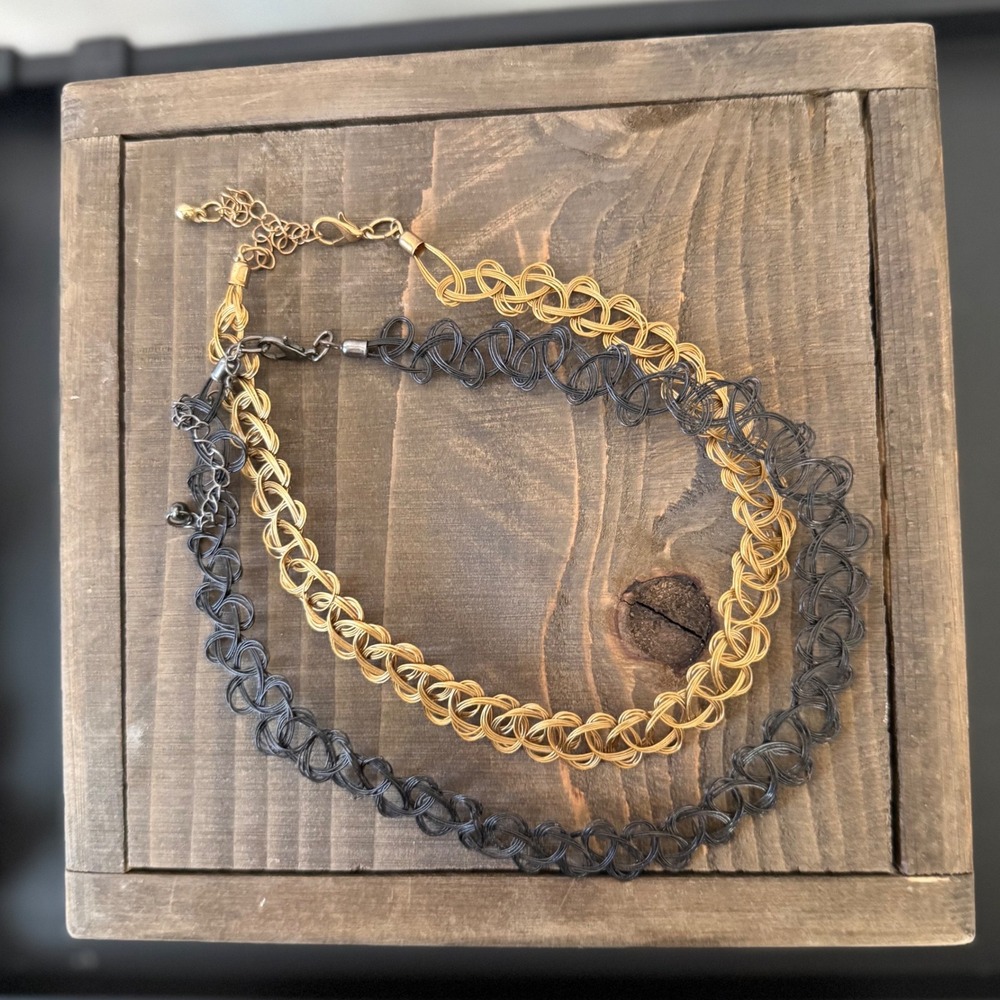 Vintage 90s Style Tattoo Choker Necklace Set Stretch Chokers with Lobster Clasps